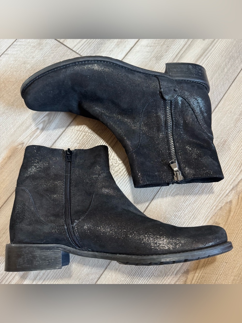 Sesto Meucci Metallic Leather Ankle Boots – Size 9.5